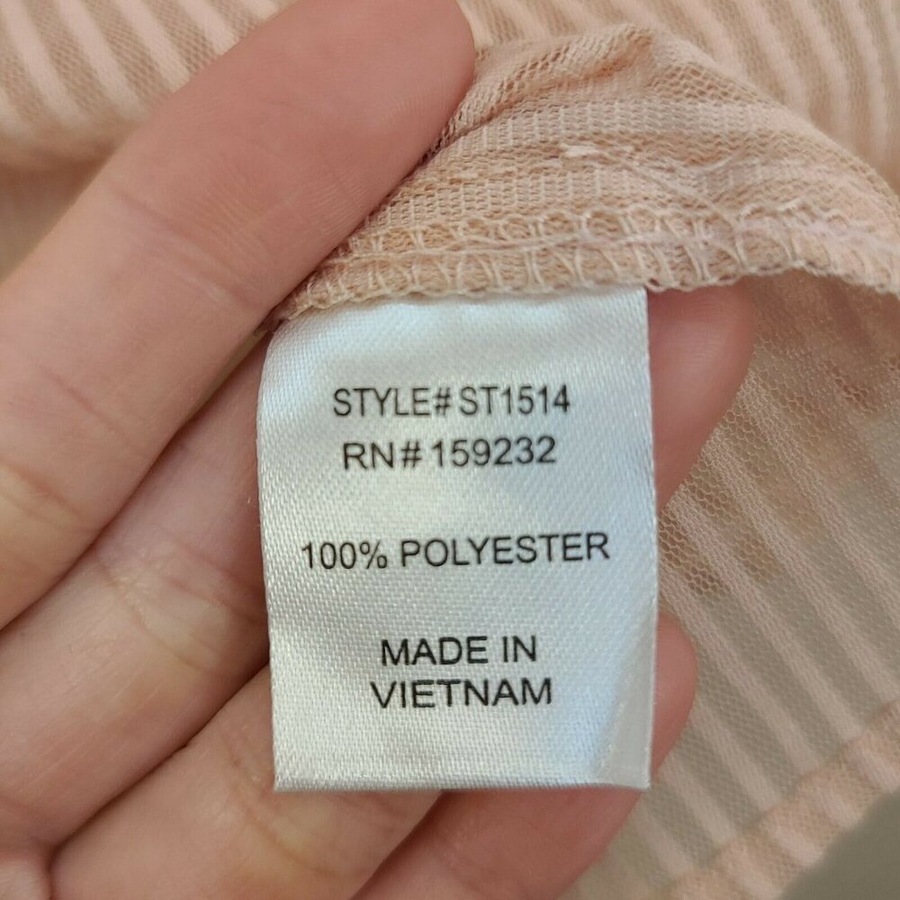 Story On Shirt Women Medium Pink Stripe Popover Sheer Peasant Boho Casual Summer - Picture 5 of 12
